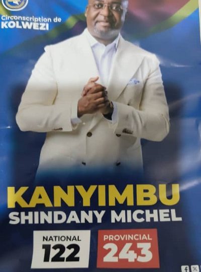 Michel KANYIMBU SHINDANY, Candidat Député national N° 122, Député provincial N° 243 à Kolwezi